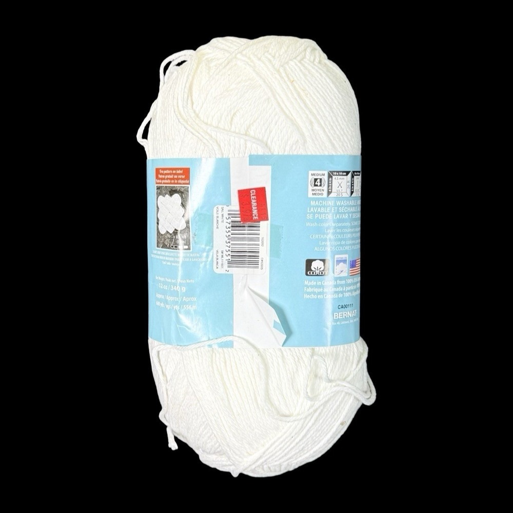 1 BERNAT HANDICRAFTER in SAIL WHITE 608yds 12oz Cotton Yarn - Picture 5 of 8